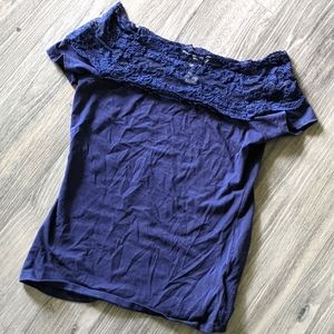 H&M Navy lace top